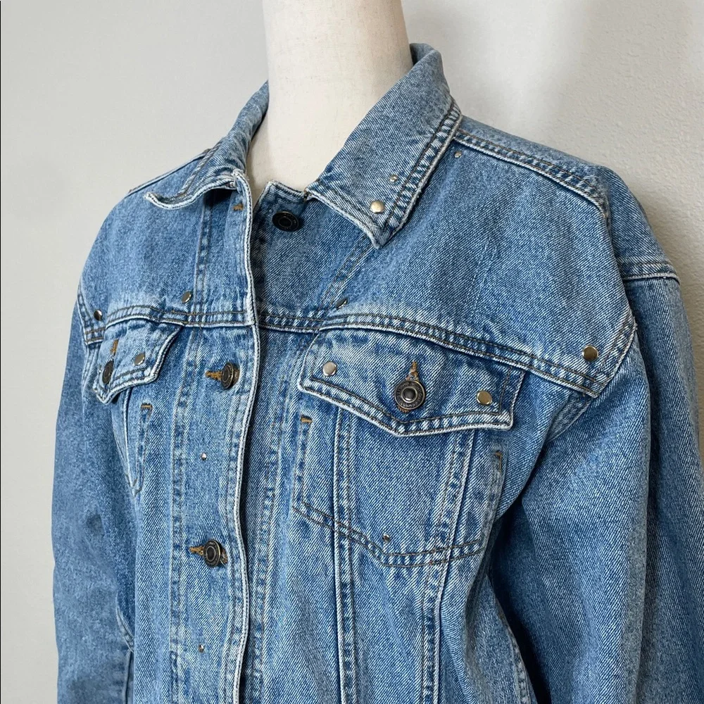 Vintage Jay Jacobs Embellished Upcycled 80s Trucker Denim Jean Jacket Size Small